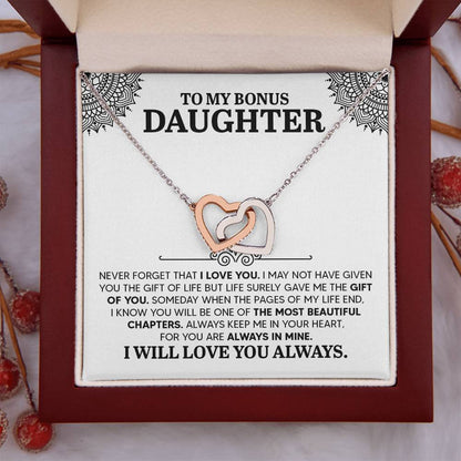 To My Daughter Necklace – Gift for Daughter’s Birthday and Graduation – Interlocking Hearts Necklace