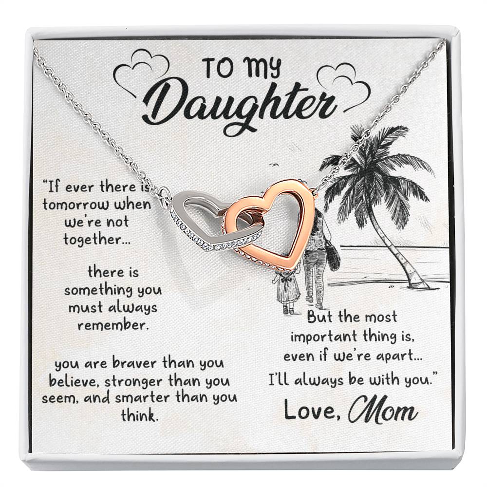 To My Daughter Necklace - I love you to the mom and back - Interlocking Hearts Necklace Gift for Daughter