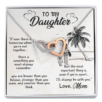 To My Daughter Necklace - I love you to the mom and back - Interlocking Hearts Necklace Gift for Daughter