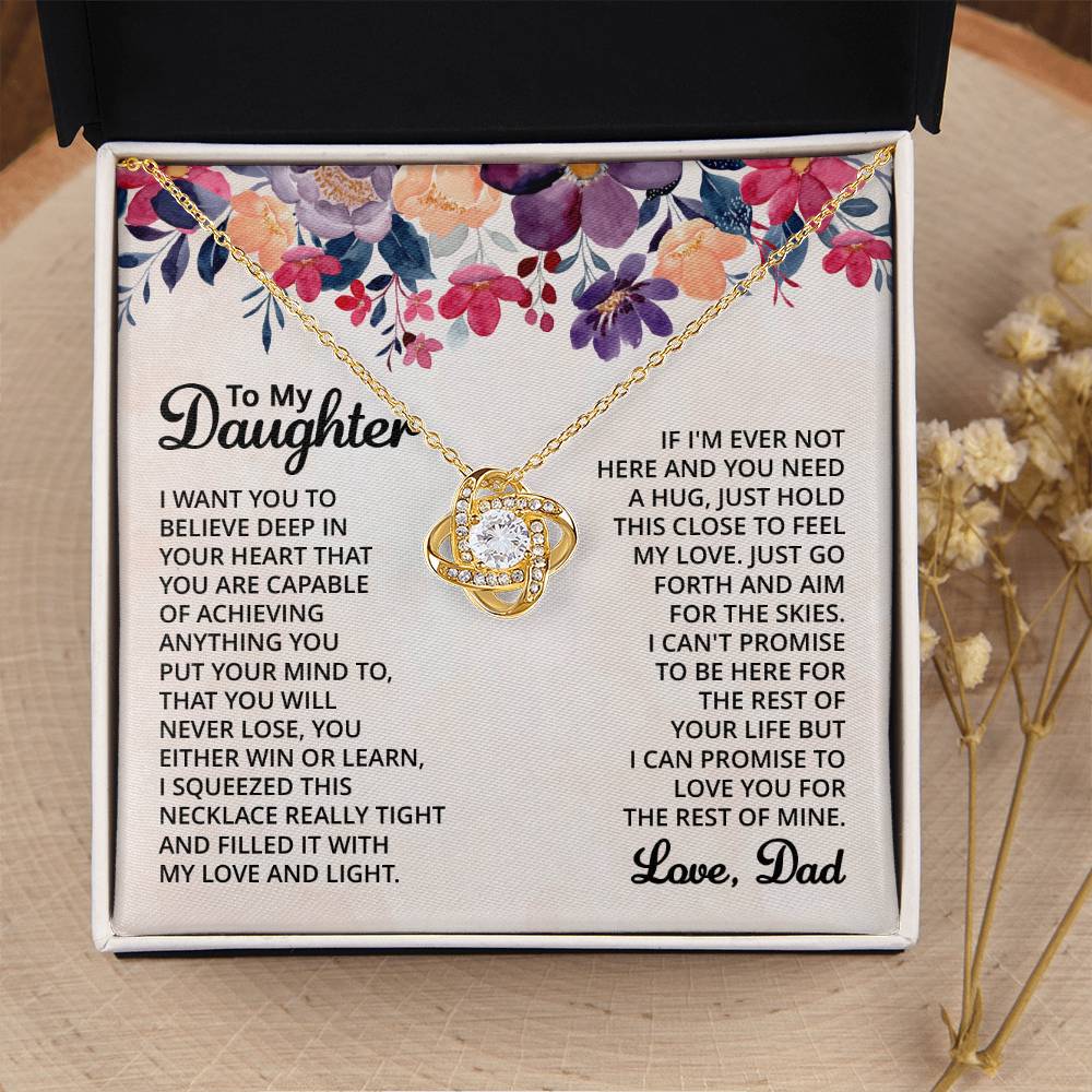 To My Daughter Necklace - Best Proud Dad Jewelry Gift for Daughter’s Special Days & Celebrations - Love Knot Necklace
