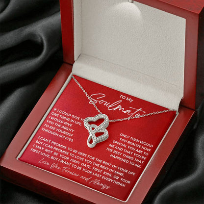 To My Soulmate Necklace - Best Soulmate Gift for Valentine’s Day & Everyday Romance - Heart-to-heart Pendant Necklace
