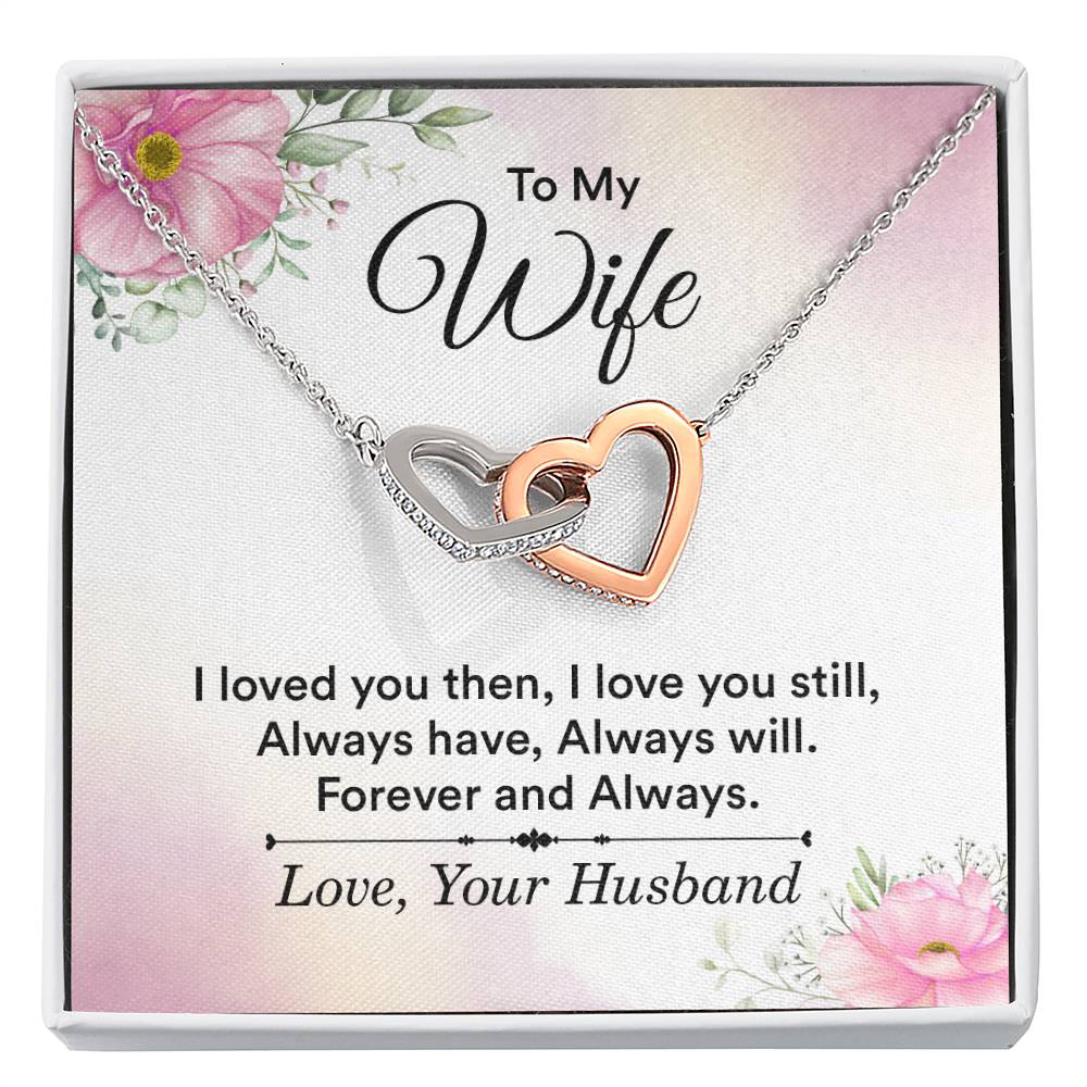 To My Wife Necklace - Emotional Jewelry for Wife from Husband to Celebrate Love on Valentine’s Day & Beyond - Interlocking Hearts Necklace