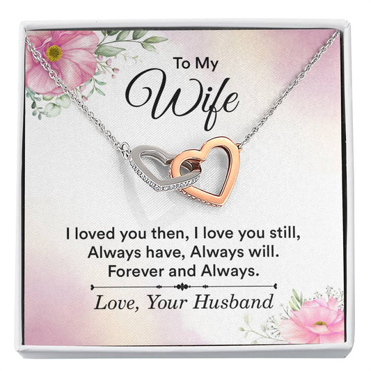 To My Wife Necklace - Emotional Jewelry for Wife from Husband to Celebrate Love on Valentine’s Day & Beyond - Interlocking Hearts Necklace