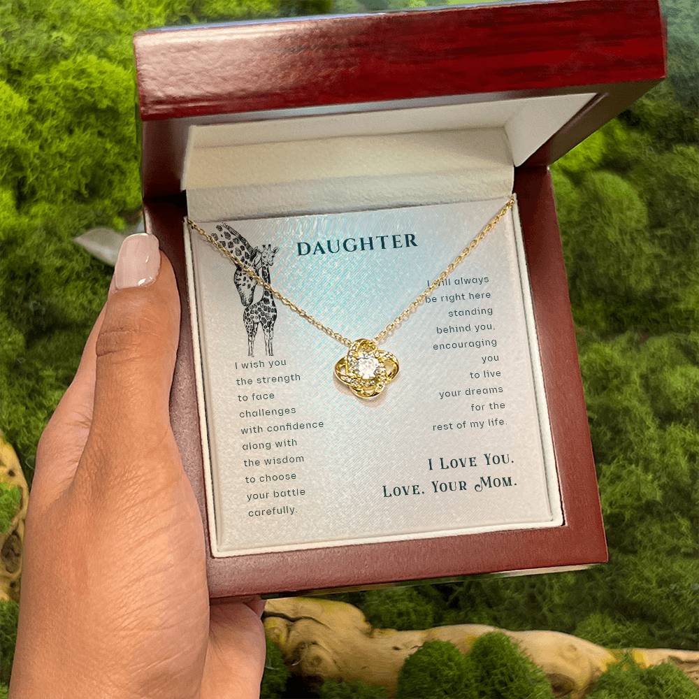 To My Daughter Necklace – Daughter’s Jewelry Gift by Mom – Love Knot Necklace