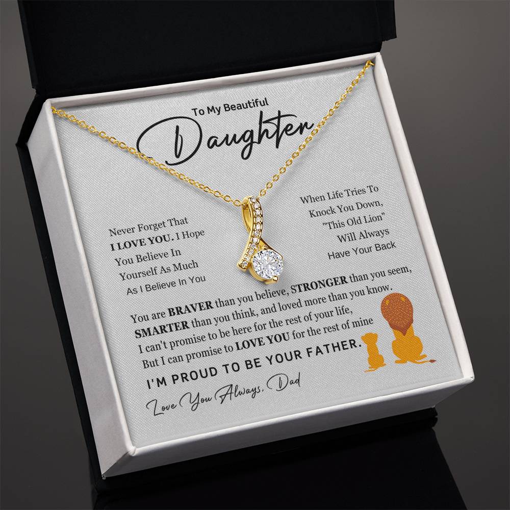 To My Daughter Necklace - Emotional Father to Daughter Jewelry for Birthday, Christmas & Life Happiness - Alluring Beauty Necklace