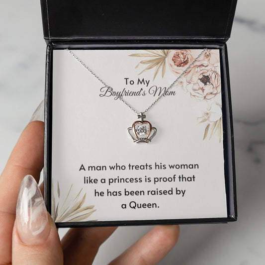 To My Boyfriends Mom | Gift for Future MIL | Crown Pendant Necklace