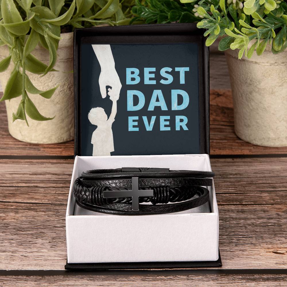Best Dad Ever Gift - Men's Cross Bracelet