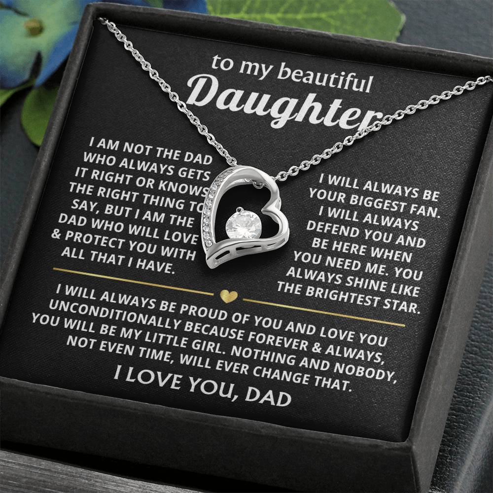 To My Daughter Necklace - Proud Dad to Daughter Jewelry for Birthday, Graduation & Special Celebrations - Forever Love Necklace