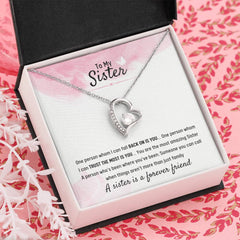 Elegant Sister Necklace With Heart Pendant, Jewelry Gift Of Connection, To My Sister, I love You