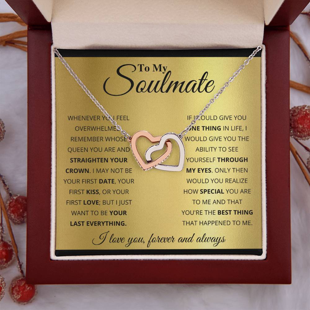 To My Soulmate Necklace - Soulmate Gift for Her for Valentine’s Day & Every Day Love - Interlocking Hearts Necklace