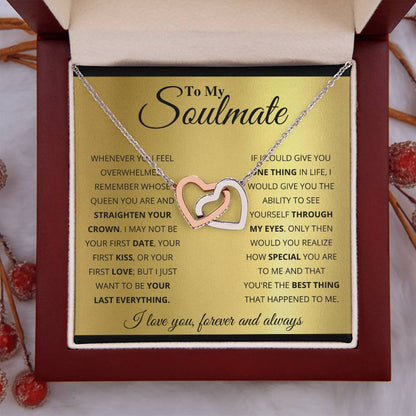 To My Soulmate Necklace - Soulmate Gift for Her for Valentine’s Day & Every Day Love - Interlocking Hearts Necklace