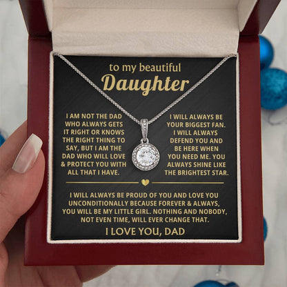 To My Daughter Necklace - Proud Dad to Daughter Jewelry for Birthday, Graduation & Special Celebrations - Eternal Hope Necklace