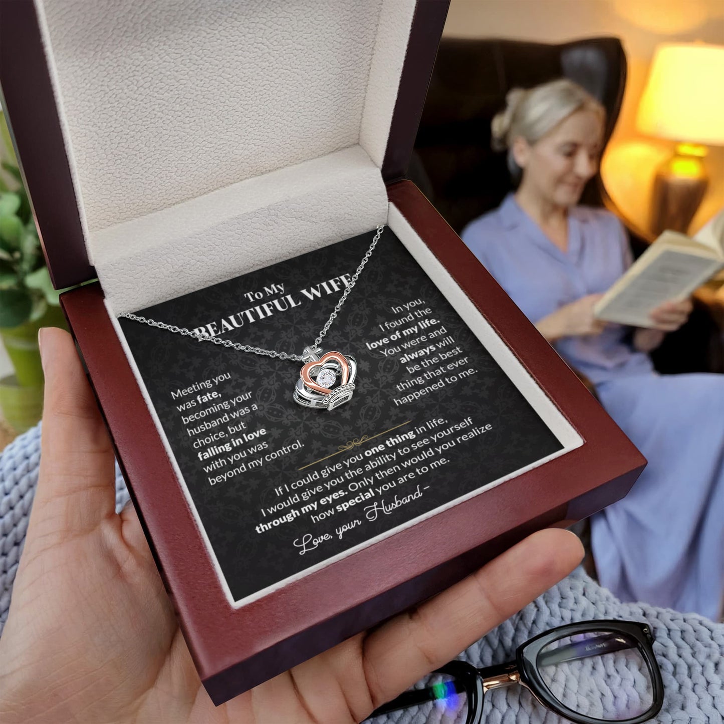 To My Wife Necklace - Holiday & Valentine’s Day Gift from Husband - Crown Pendant Necklace