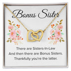 Gift for Bonus Sister - Thankfully You're the Latter - Interlocking Hearts Necklace