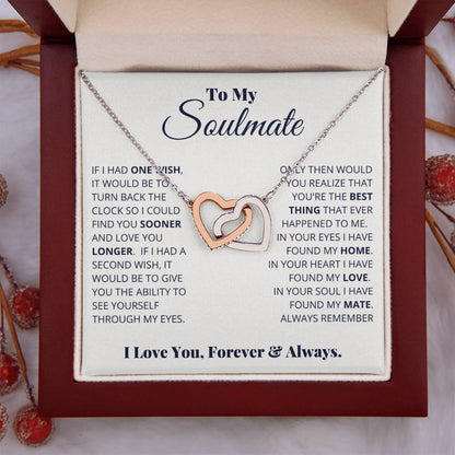 To My Soulmate Necklace - Best Gift for Soulmate for Valentine’s Day & Beyond - Interlocking Hearts Necklace