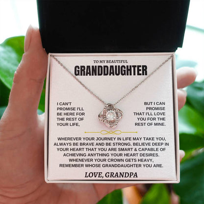 To My Granddaughter Necklace – Valentine’s Day & Graduation Gift for Granddaughter from Grandpa – Love Knot Necklace