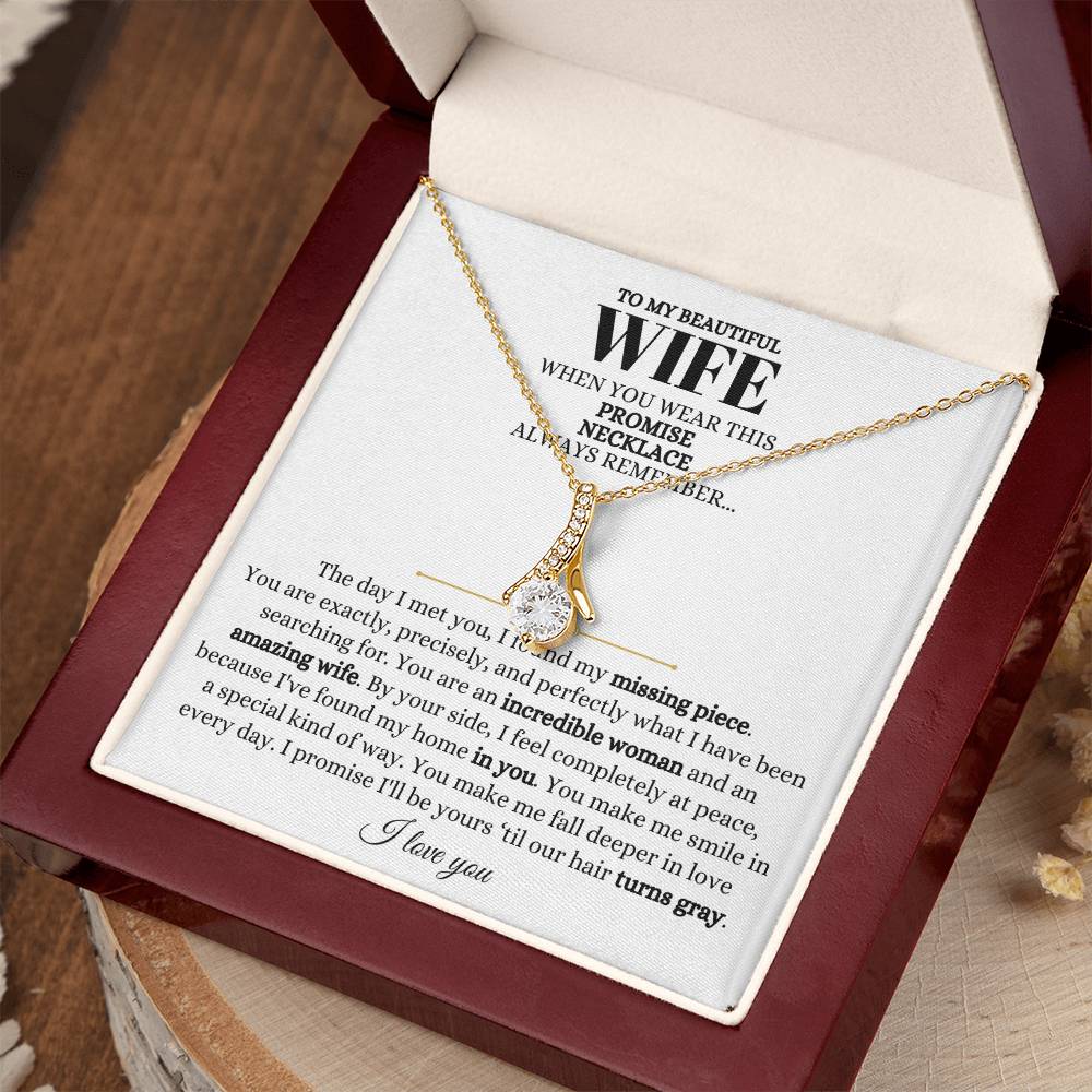 To My Beautiful Wife Necklace - Sweet Emotional Gift for Wife from Husband on Birthday, Anniversary & Valentine’s Day - Alluring Beauty Necklace