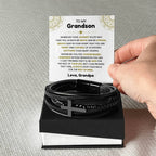 To My Grandson - Gift for Grandson from Grandpa - Never forget that I love you - Men's Cross Bracelet