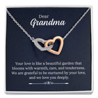 Dear Grandma - Your love is like a beautiful garden - Grandma Gift - Interlocking Hearts Necklace