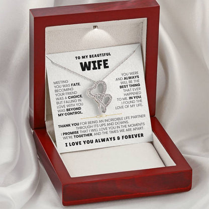 To My Beautiful Wife Necklace - Emotional Jewelry Gift for Wife from Husband to Celebrate Love Every Day - Heart-to-heart Pendant Necklace