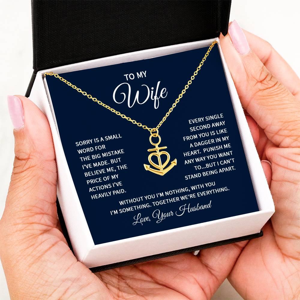 Gift for Wife from Husband - Sentimental Jewelry for Anniversary & Valentine’s Day - Anchor Pendant Necklace