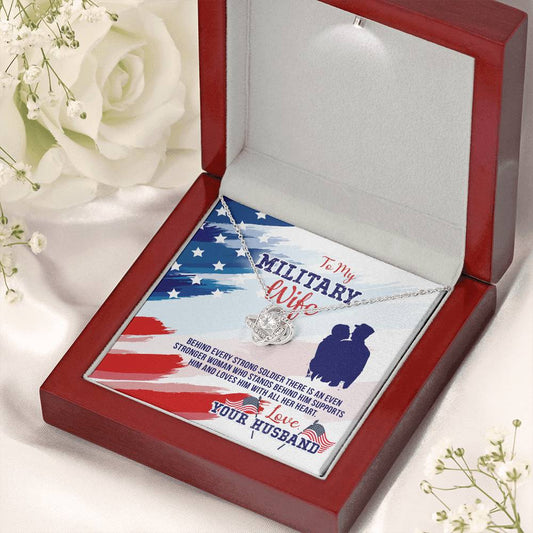 To My Military Wife Gift from Husband - Love Knot Necklace