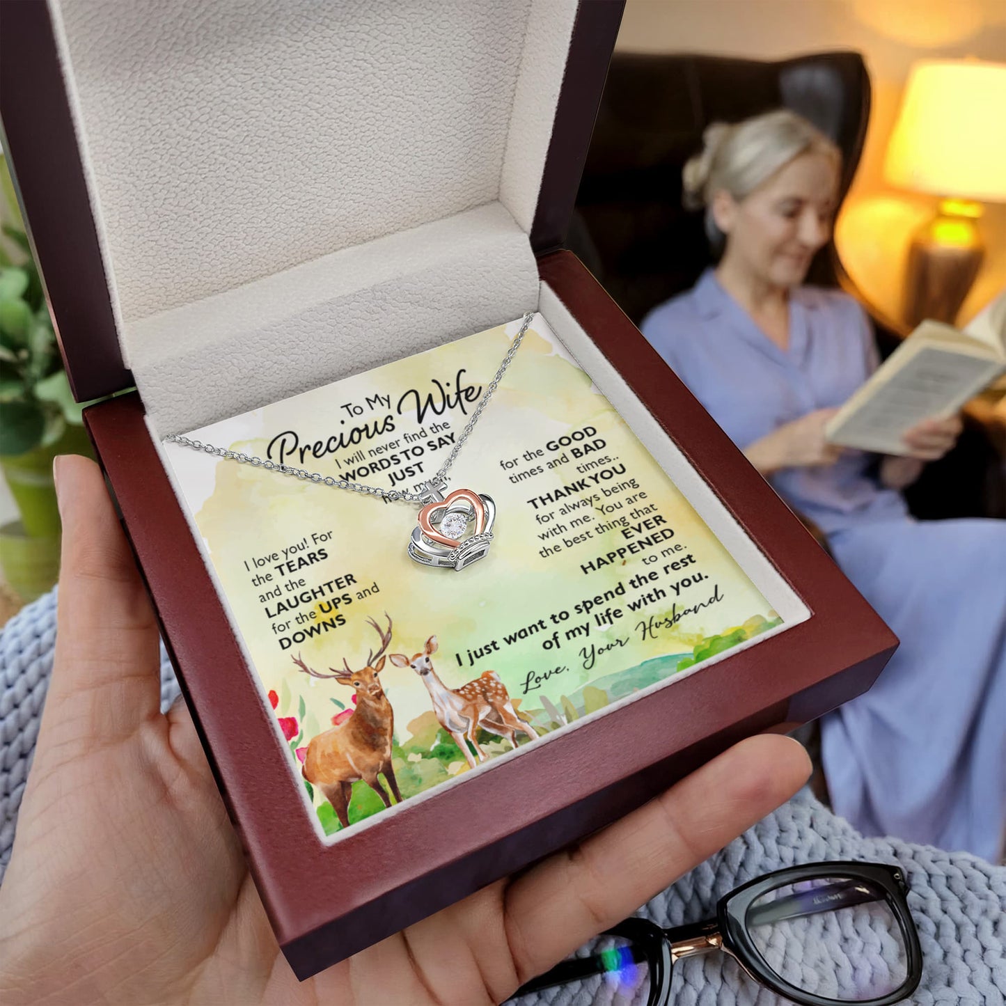 To My Wife Necklace - Sweet Romantic Jewelry for Wife - Crown Pendant Necklace