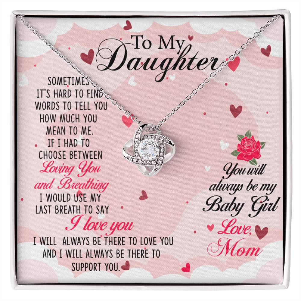 To My Daughter Necklace – Mom’s Choice for Daughter Birthday Graduation – Love Knot Necklace