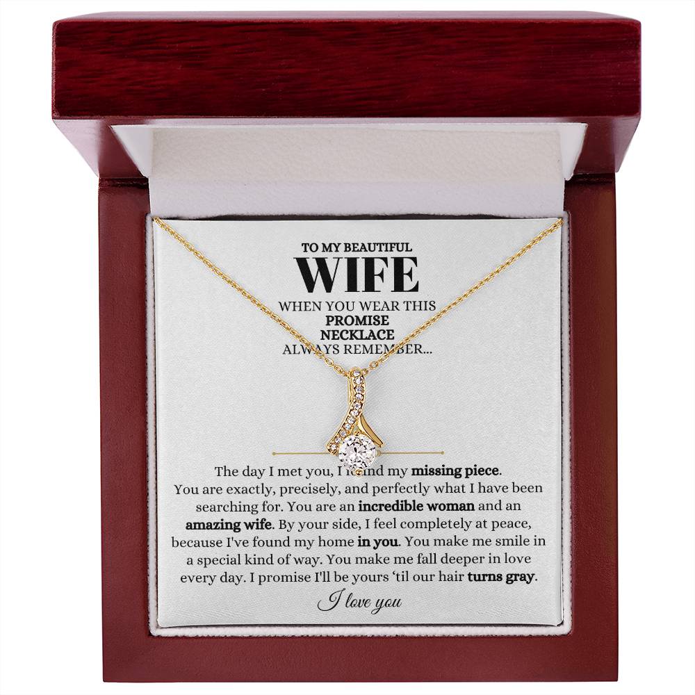To My Beautiful Wife Necklace - Sweet Emotional Gift for Wife from Husband on Birthday, Anniversary & Valentine’s Day - Alluring Beauty Necklace