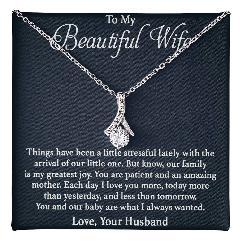To My Beautiful Wife Necklace - Perfect Romantic Surprise from Husband for Anniversary, Birthday & Valentine’s Day - Alluring Beauty Necklace