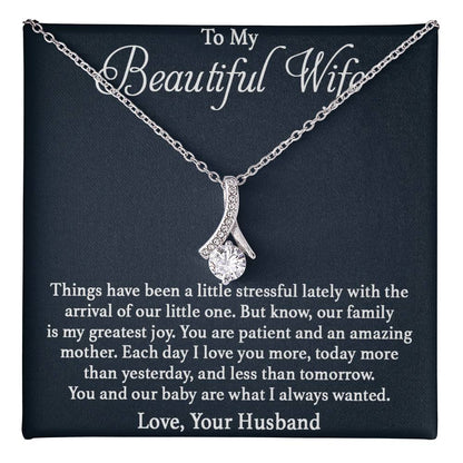 To My Beautiful Wife Necklace - Perfect Romantic Surprise from Husband for Anniversary, Birthday & Valentine’s Day - Alluring Beauty Necklace