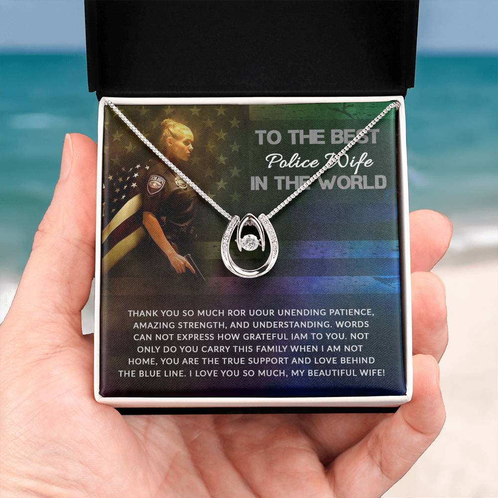 To My Police Wife Necklace - Romantic Birthday Gift from Husband - Lucky In Love Necklace