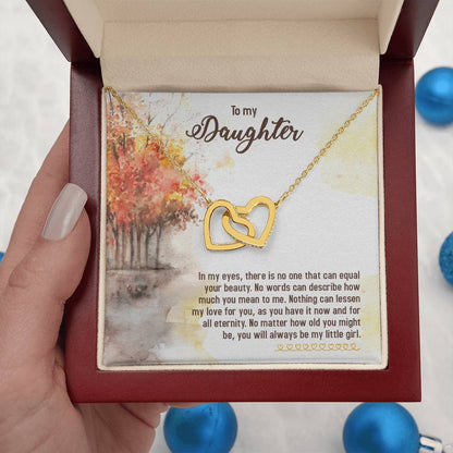 To My Daughter Necklace – Graduation Birthday Gift Idea for Daughter – Interlocking Hearts Necklace
