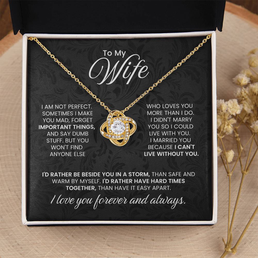 To My Wife Necklace - Romantic Husband to Wife Jewelry for Birthday, Valentine’s Day & Special Celebrations - Love Knot Necklace