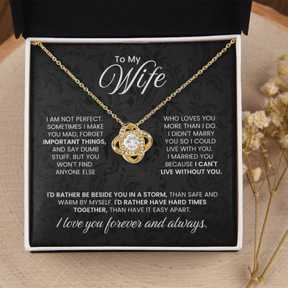 To My Wife Necklace - Romantic Husband to Wife Jewelry for Birthday, Valentine’s Day & Special Celebrations - Love Knot Necklace