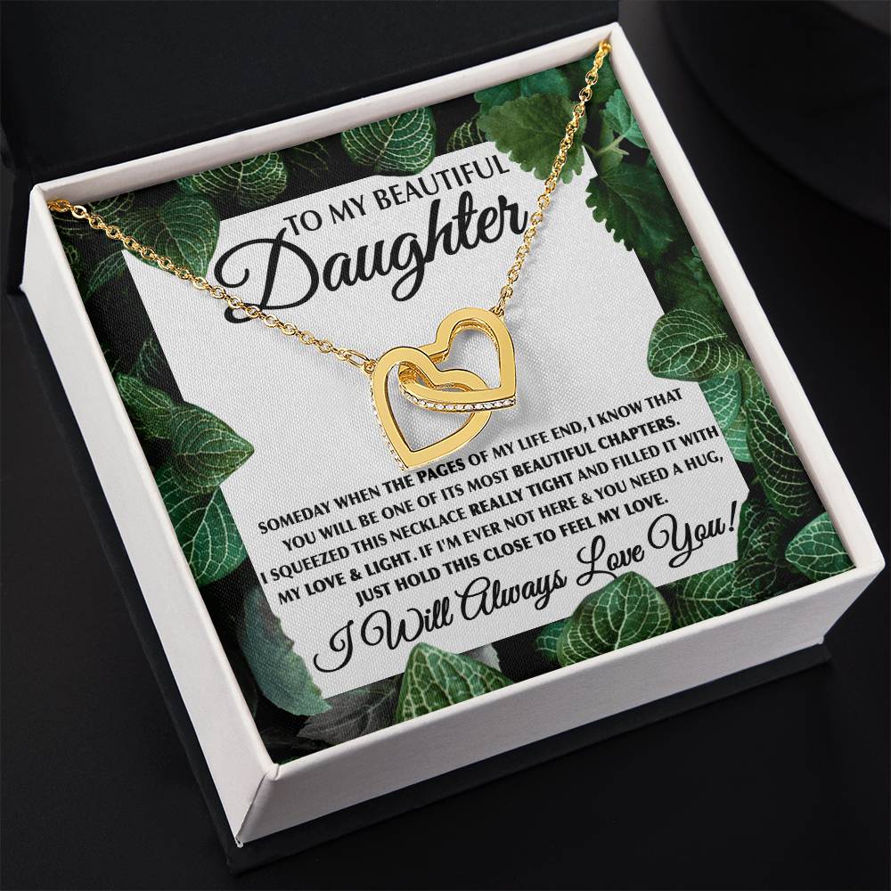 To My Daughter Necklace – Birthday & Graduation Jewelry for Her – Interlocking Hearts Necklace