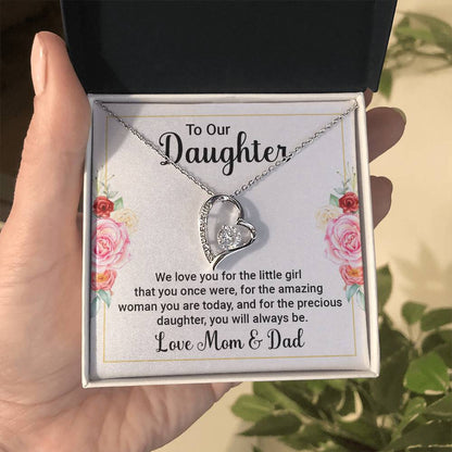 To Our Daughter Necklace – Daughter Graduation & Birthday Present from Mom and Dad – Forever Love Necklace
