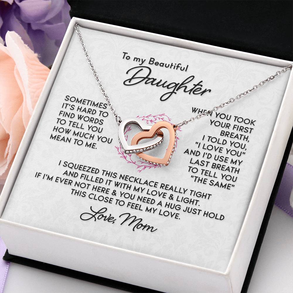 To Our Daughter Necklace – Daughter Graduation & Birthday Present from Mom and Dad – Interlocking Hearts Necklace