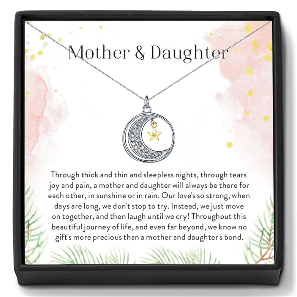 Mother & Daughter | Strong Love Moon Star Diamond Necklace
