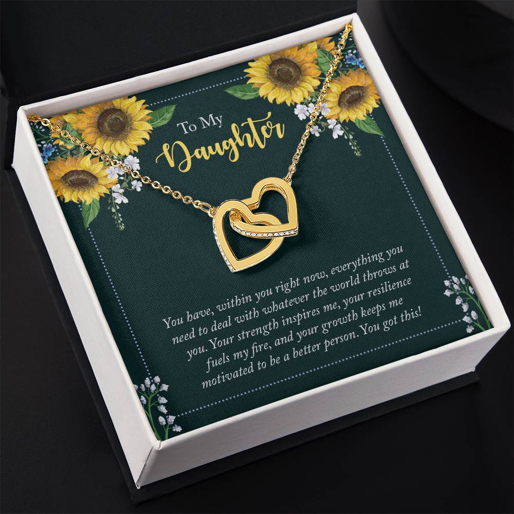 To My Daughter Necklace – Holiday Gift for Daughter Graduation – Interlocking Hearts Necklace