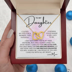 To My Daughter Necklace – Graduation & Christmas Gift from Mom – Interlocking Hearts Necklace
