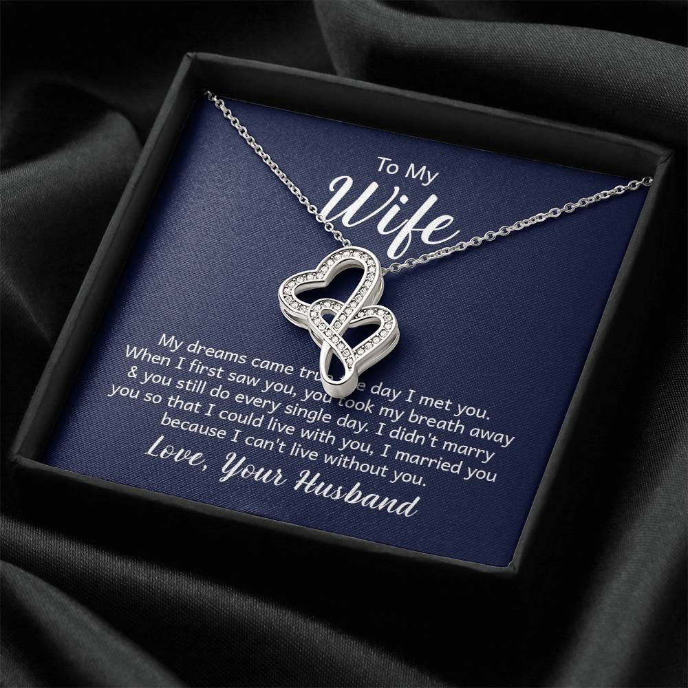 To My Wife Necklace - Sweetest Gift for Wife from Husband for Valentine’s Day, Anniversary & Birthday Joy - Heart-to-heart Pendant Necklace