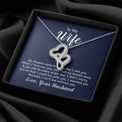 To My Wife Necklace - Sweetest Gift for Wife from Husband for Valentine’s Day, Anniversary & Birthday Joy - Heart-to-heart Pendant Necklace