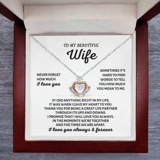 To My Wife Necklace - Romantic Jewelry for Valentine’s Day & Anniversaries - Crown Pendant Necklace