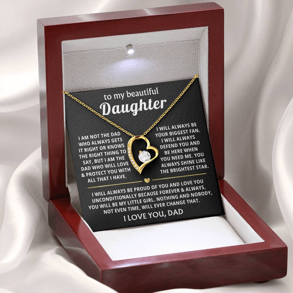 To My Daughter Necklace - Proud Dad to Daughter Jewelry for Birthday, Graduation & Special Celebrations - Forever Love Necklace