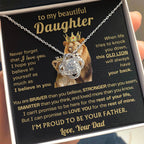 To My Beautiful Daughter Necklace - When life tries to knock you down - Daughter Present from Dad - Love Knot Necklace