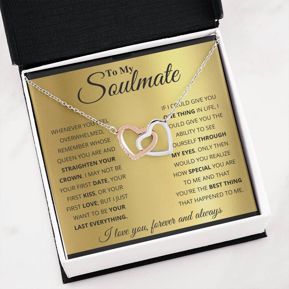 To My Soulmate Necklace - Soulmate Gift for Her for Valentine’s Day & Every Day Love - Interlocking Hearts Necklace