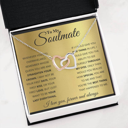 To My Soulmate Necklace - Soulmate Gift for Her for Valentine’s Day & Every Day Love - Interlocking Hearts Necklace