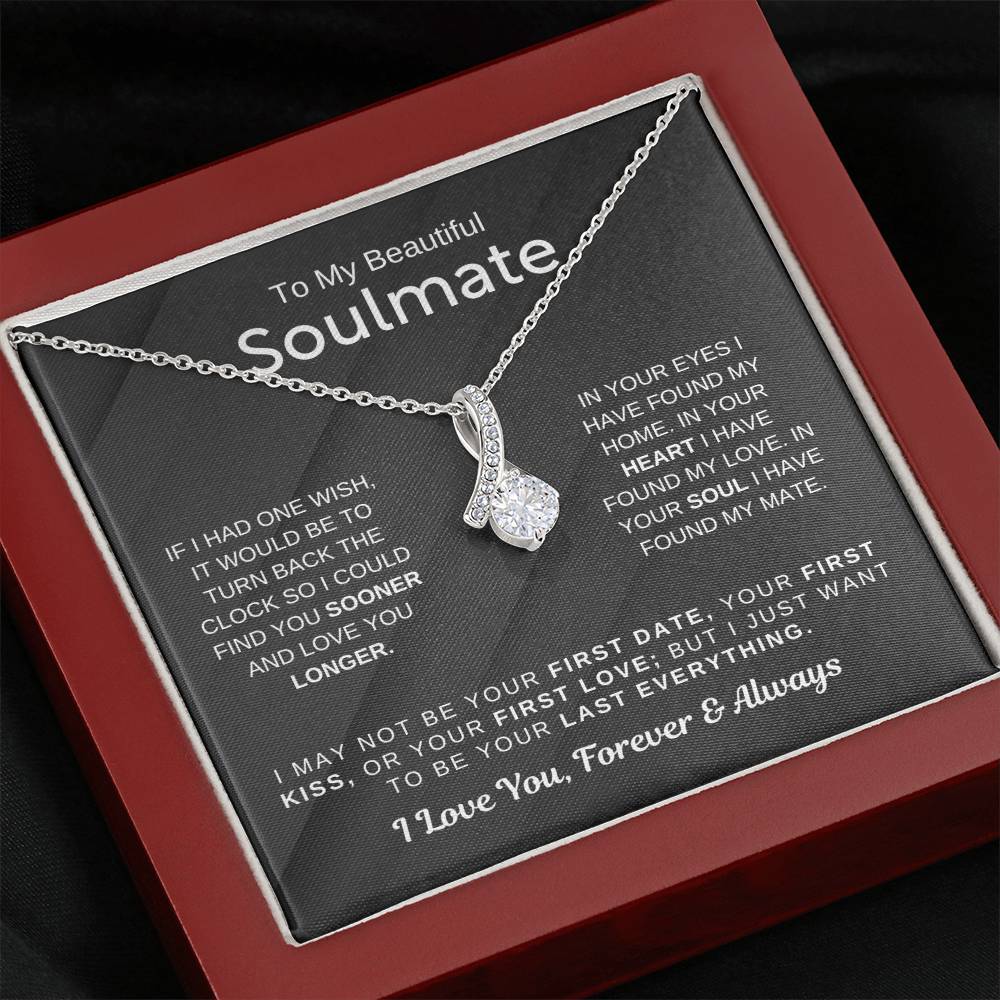 To My Beautiful Soulmate Necklace - Soulmate Jewelry Gift for Her for Birthday & Valentine’s Day - Alluring Beauty Necklace