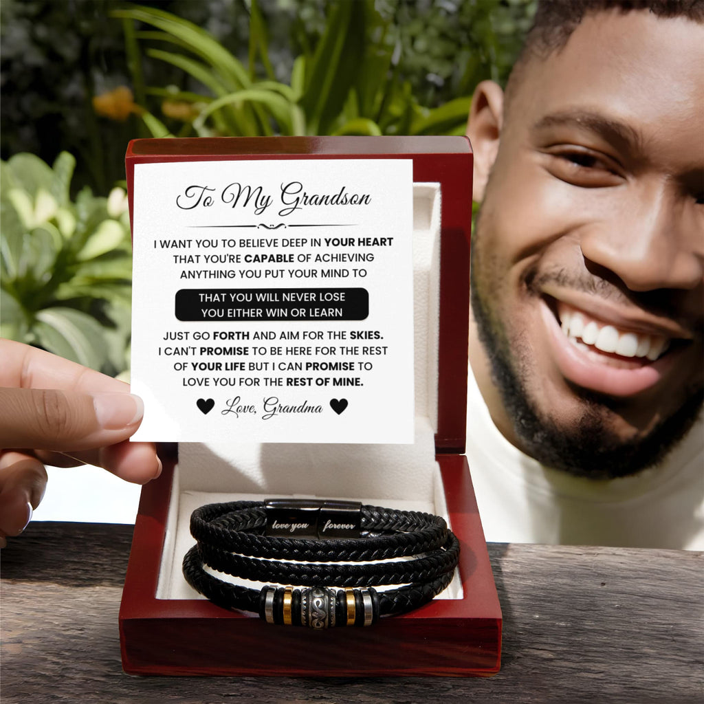 To My Grandson – Graduation, Christmas Jewelry from Grandma – Love You Forever Bracelet